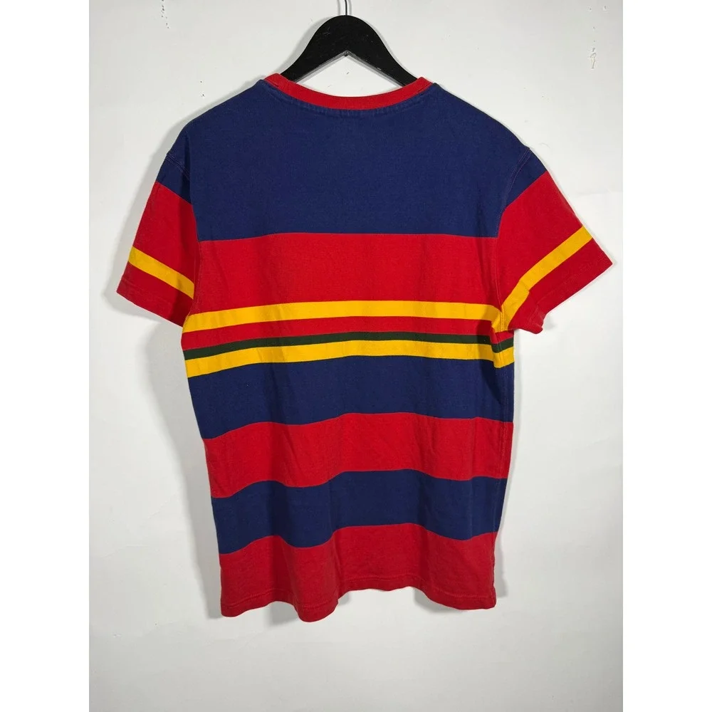 J. Crew Mens Knit Goods Striped T-Shirt Red Blue Yellow Green Short Sleeve M